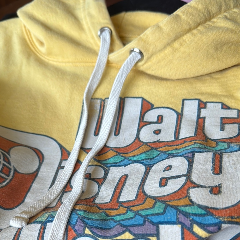 Disney Yellow Sweatshirt Hoodie with Retro Logo - Picture 5 of 5